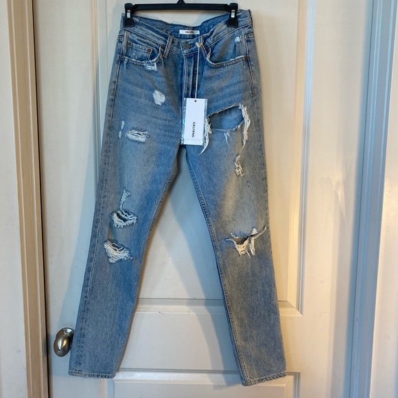 NWT GRLFRND Karolina Button Fly Hi-Rise Distressed Skinny Jean, size 26